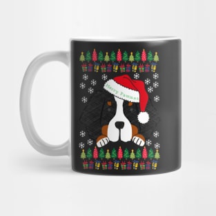 Cute Bernese Mt Dog Santa Ugly Christmas Sweater Mug